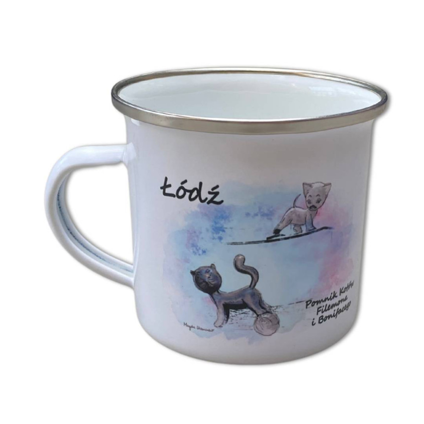 Kubek blaszany emaliowany Kot Filemon i Bonifacy Miś Uszatek