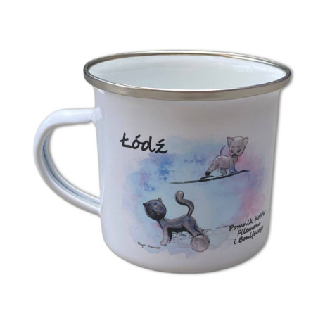 Kubek blaszany emaliowany Kot Filemon i Bonifacy Miś Uszatek