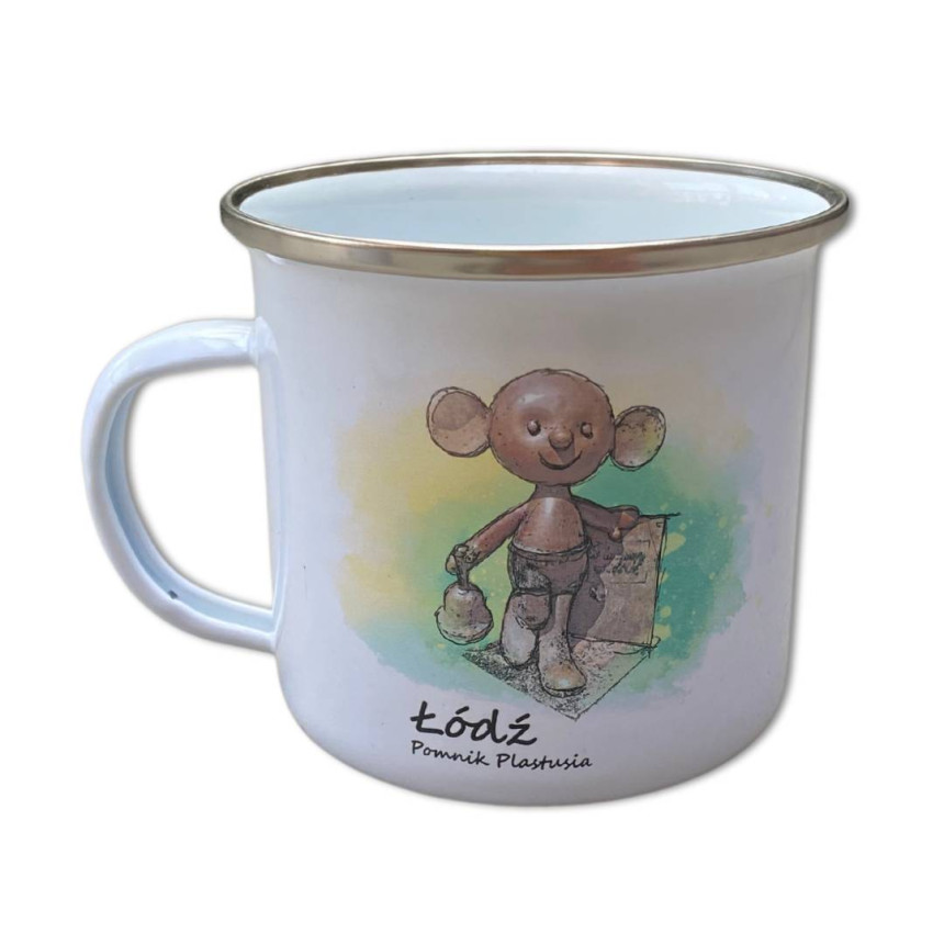 Kubek blaszany emaliowany Plastuś  i Miś Uszatek