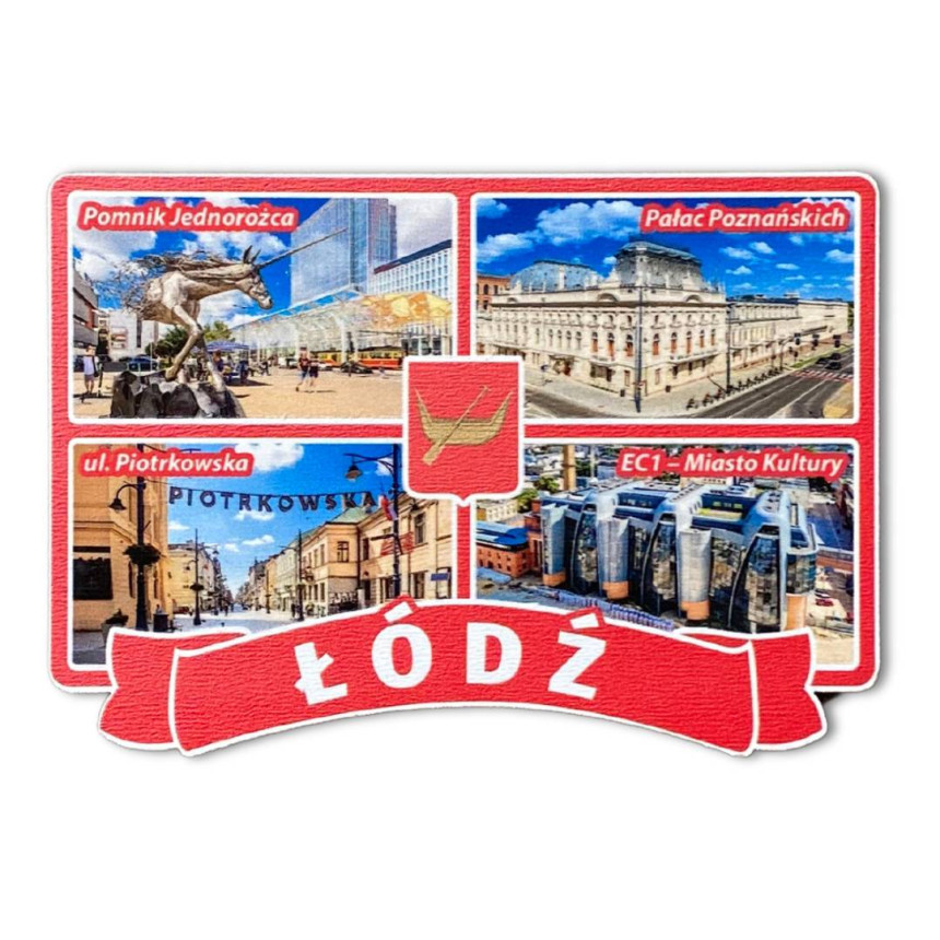 Magnes drewniany multi Łódź Pomnik Jednorożca