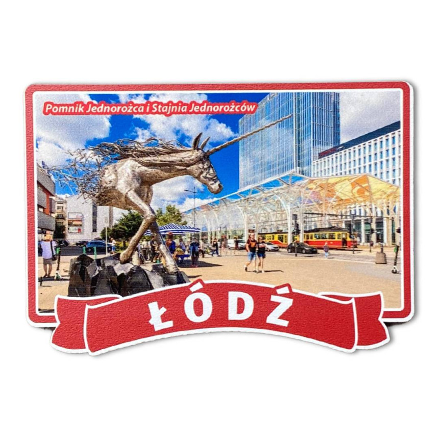 Magnes drewniany Łódź Pomnik Jednorożca
