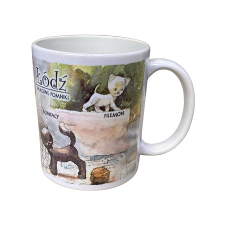 Kubek Łódź Akwarela Bajkowe Pomniki Koty Filemon i Bonifacy
