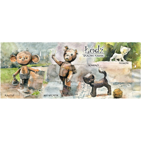 Kubek Łódź Akwarela Bajkowe Pomniki Koty Filemon i Bonifacy