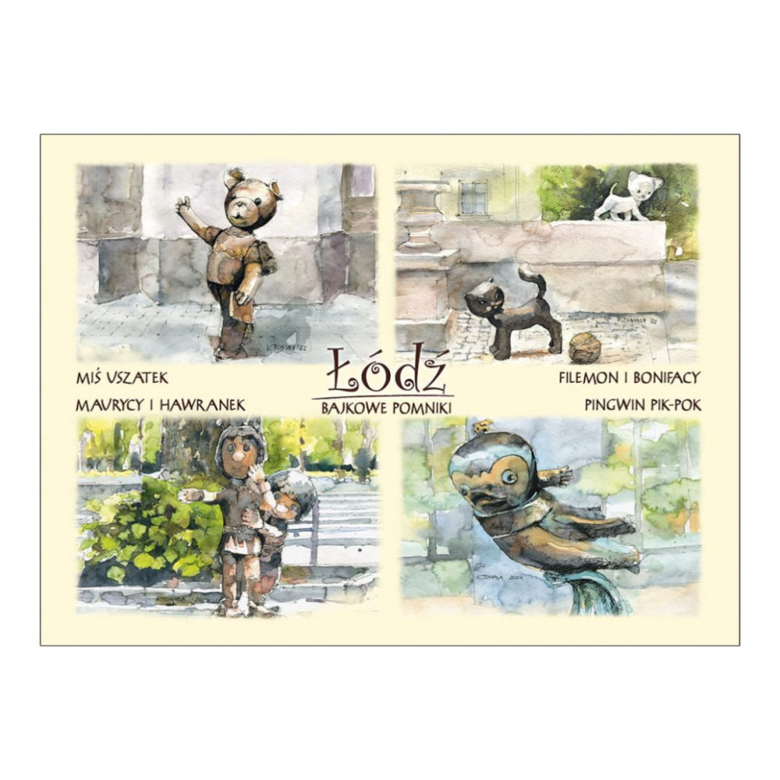 Pocztówka B6 Łódź Bajkowe Pomniki Pingwin Pik Pok