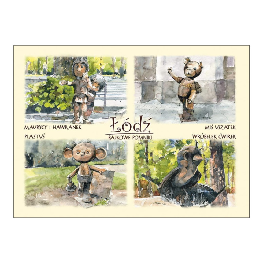 Pocztówka B6 Łódź Bajkowe Pomniki Wróbel Ćwirek