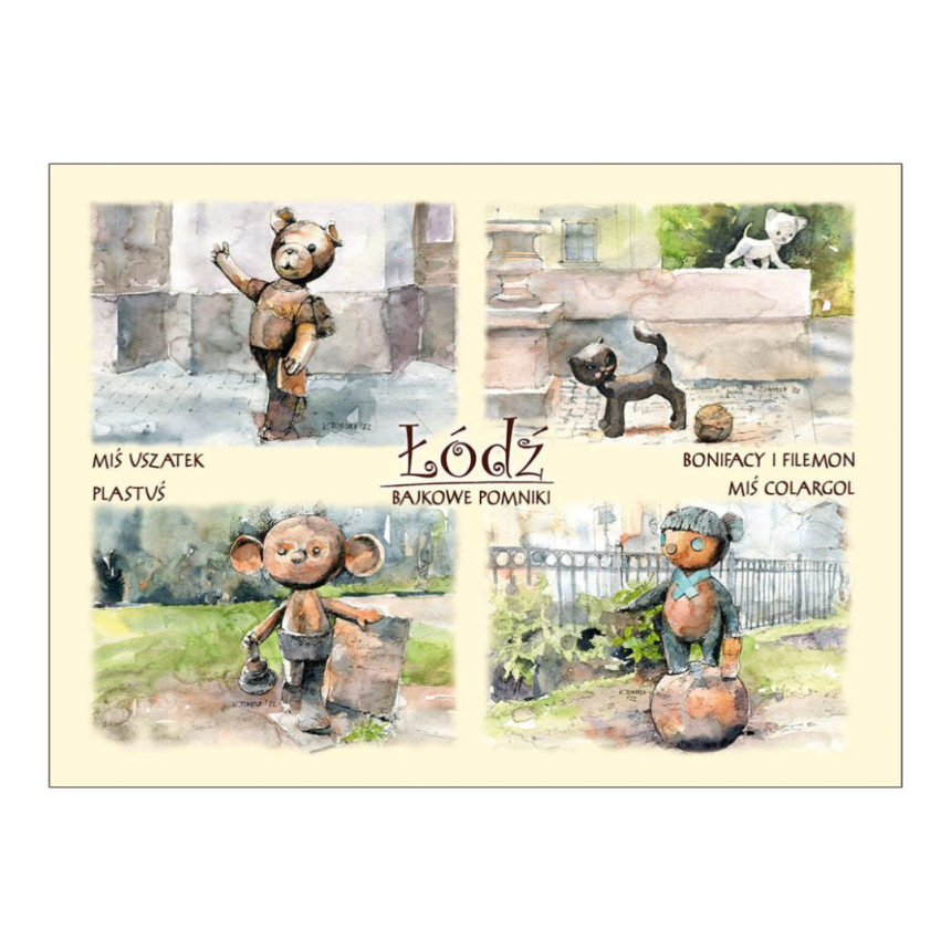 Pocztówka B6 Łódź Bajkowe Pomniki Miś Colargol