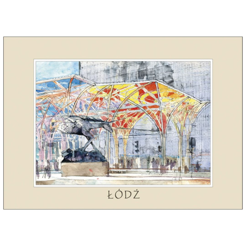 Reprodukcja 15x21cm Łódź Pomnik Jednorożca