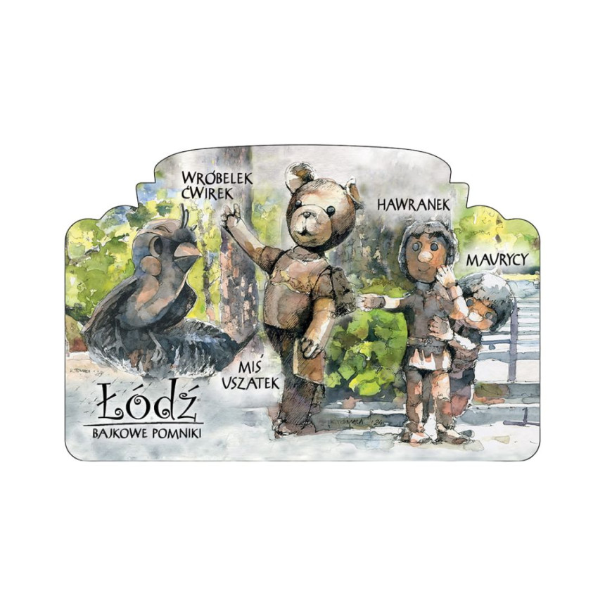 Magnes z Łodzi Miś Uszatek Wróbel Ćwirek Maurycy i Hawranek Akwarela