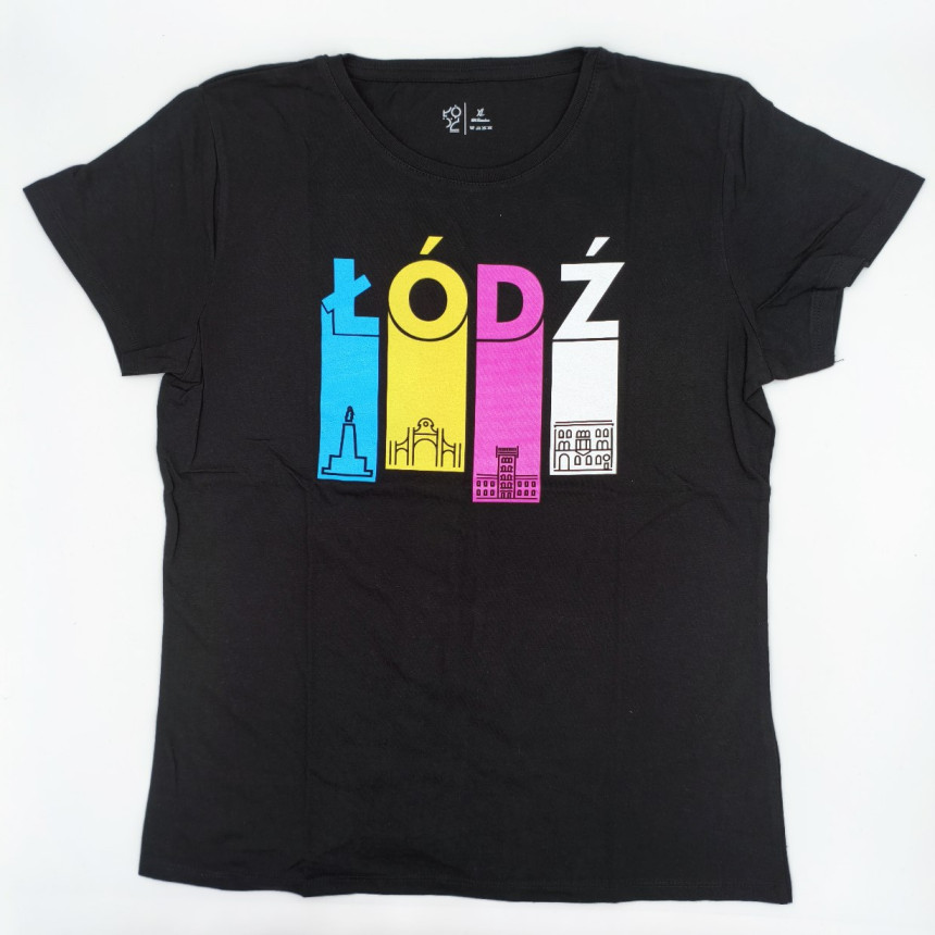 Koszulka Łódź Paski czarna damska