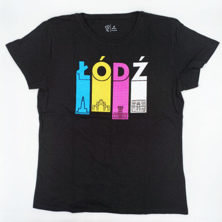 Koszulka Łódź Paski czarna damska