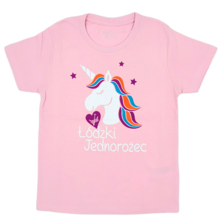 Koszulka dziecięca Łódzki Jednorożec różowa