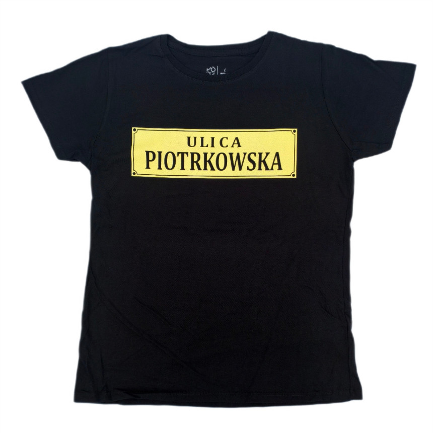 Koszulka tablica ul. Piotrkowska czarna damska