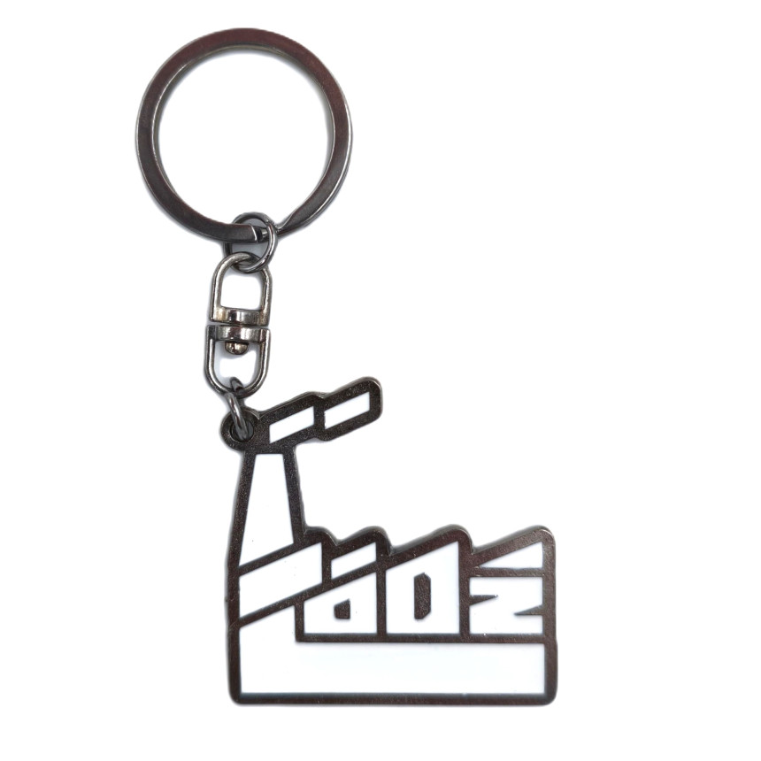 Brelok metalowy Łódź fabryka biały