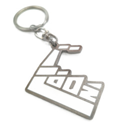 Brelok metalowy Łódź fabryka biały