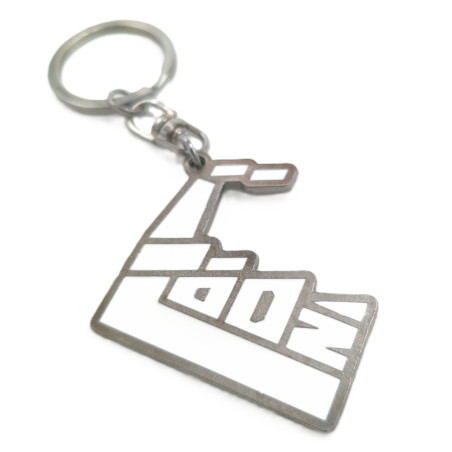 Brelok metalowy Łódź fabryka biały