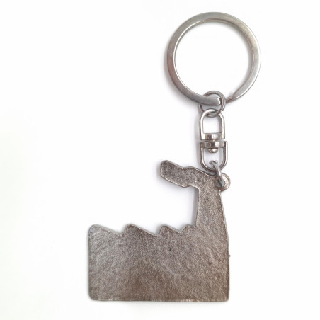 Brelok metalowy Łódź fabryka biały