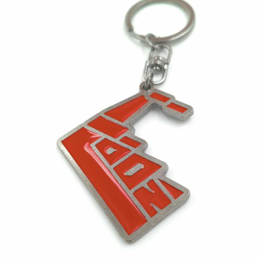 Brelok metalowy Łódź fabryka czerwony
