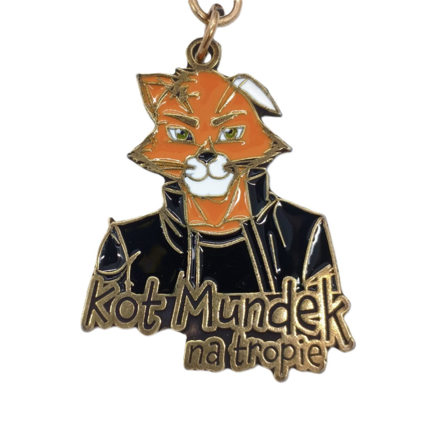 Brelok metalowy KOT MUNDEK krótki